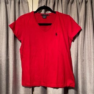 Red Ralph Lauren V-Neck Tee